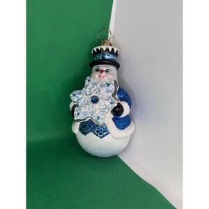 2024 Christopher Radko Flakey Frosty Glass Ornament 1021482 Snowman Christmas